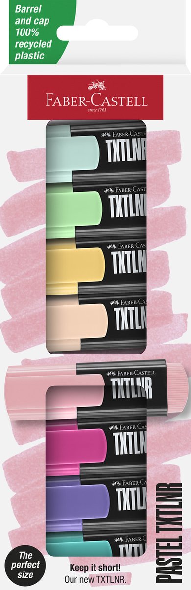 Faber-castell marqueur de texte txtlnr - mini - couleurs pastel - 8 pièces - surligneurs - fc-154218