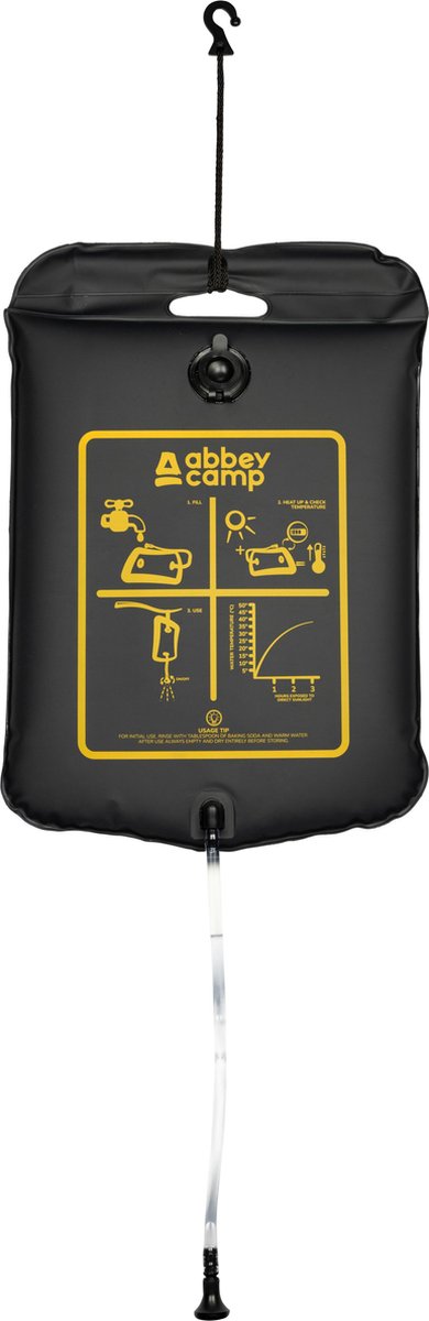 Abbey Camp - douche de camping solaire - 20 litres - thermomètre inclus - noir
