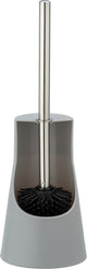 Wenko porte-brosse de toilette arese en plastique gris mat avec tête de brosse en silicone - hygiénique et à séchage rapide - brosse de toilette avec support - brosse de toilette avec support sur pied