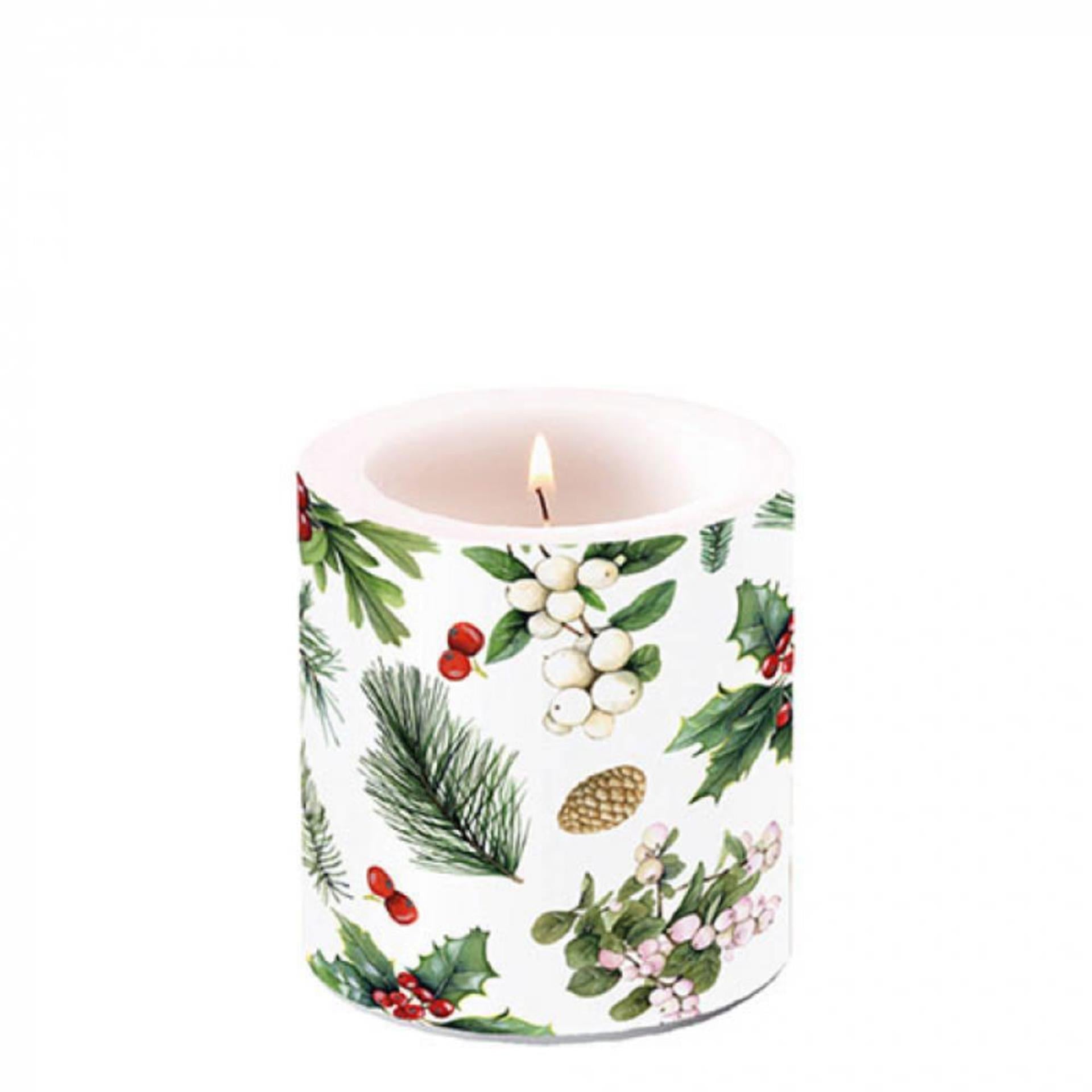 Bougie d'ambiance petite verdure d'hiver blanche