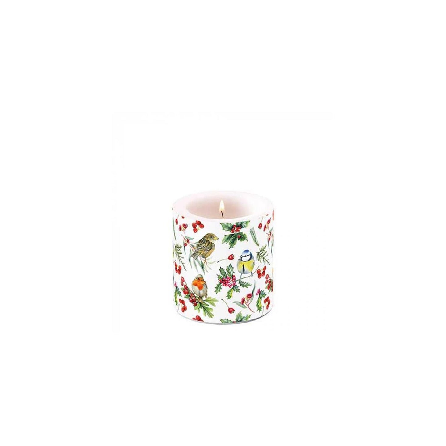 Bougie d'ambiance petits oiseaux en hiver