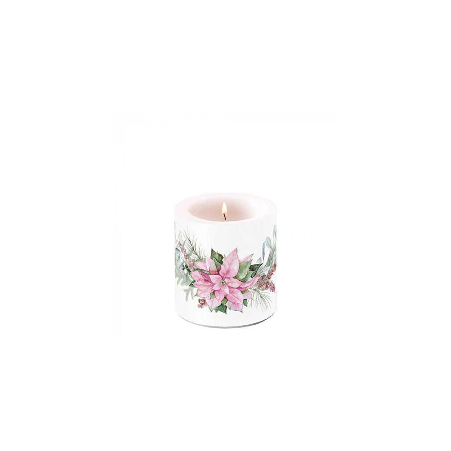 Bougie Ambiente petit poinsettia rose