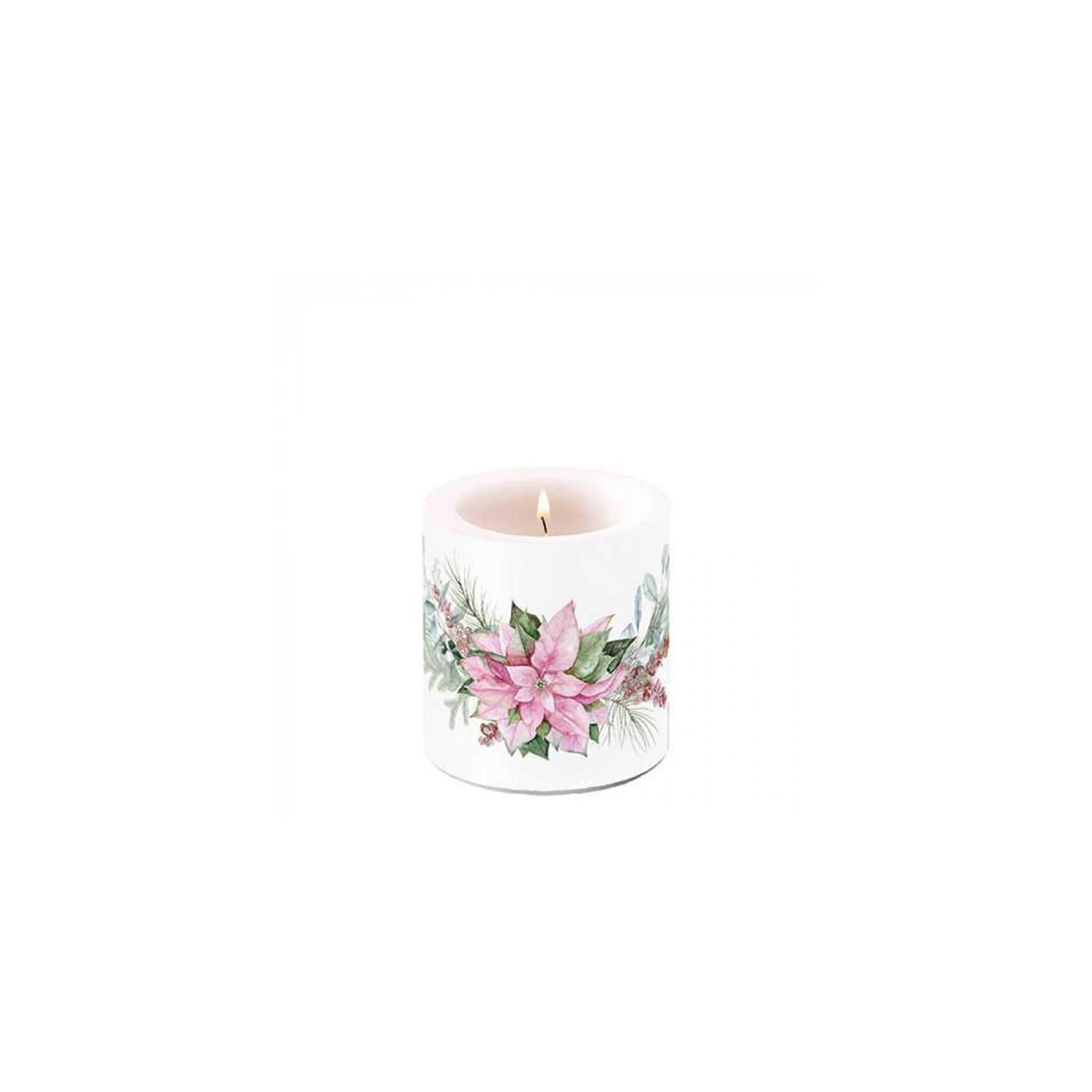 Bougie Ambiente petit poinsettia rose