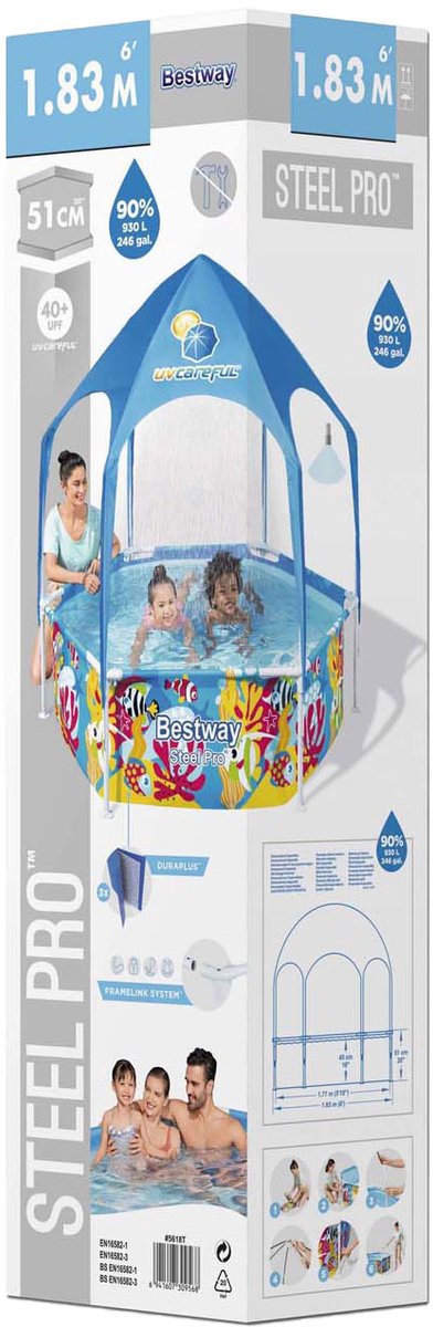 Bestway pour enfants pour enfants en acier UV prudent au-dessus du sol 183x51 cm