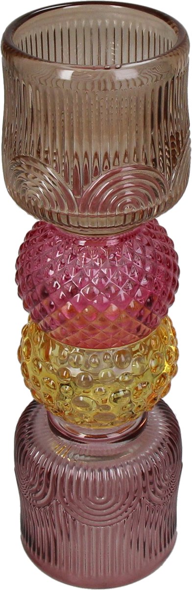 Bougeoir collection Hd verre multi 7,5x7,5x23cm