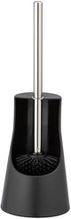 Wenko Porte-brosse WC Arese en plastique noir mat avec tête de brosse en silicone - hygiénique et à séchage rapide - Brosse WC avec support - Brosse WC avec support - Brosse WC noire sur pied