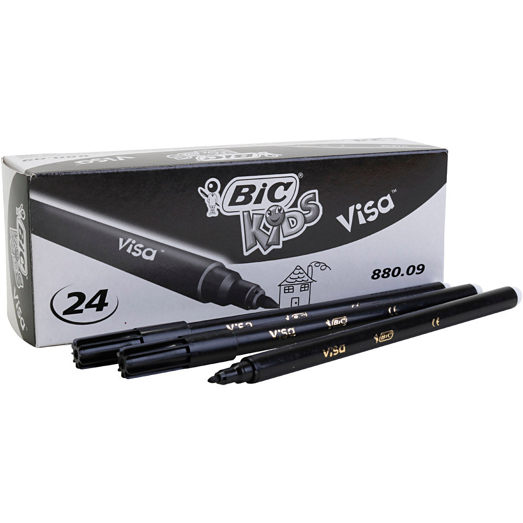 Marqueur fin visa BIC, ligne dige 0,7 mm, noir, 24 pièces 1 boîte