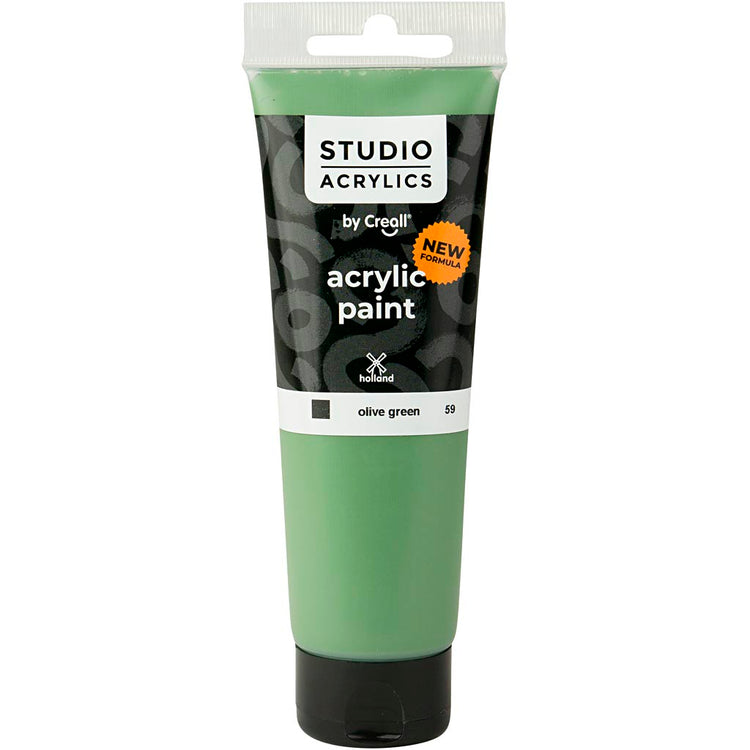Peinture acrylique Creall Studio, opaque, vert olive (59), 120 ml 1 bouteille