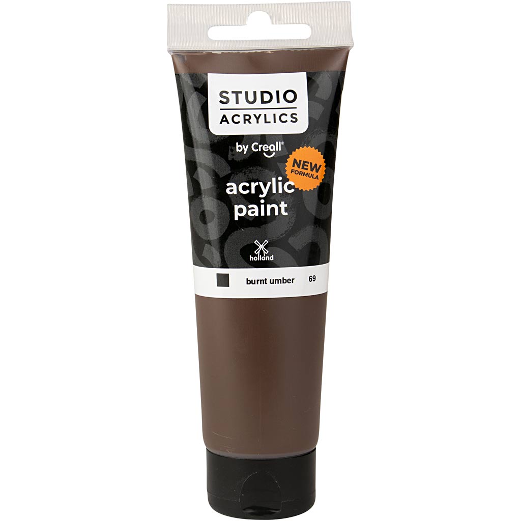 Peinture acrylique Creall Studio, opaque, terre d'ombre brûlée (69), 120 ml 1 flacon