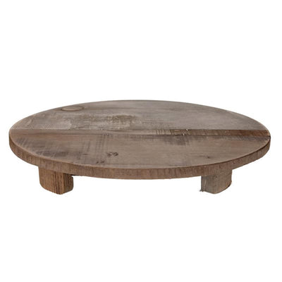 Plateau de collections naturel avec socle en vieux bois ø38x7cm