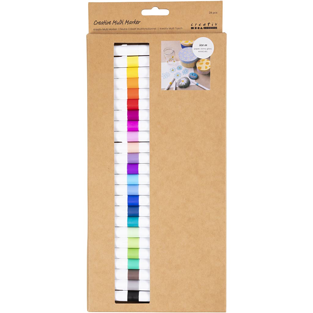 Creativ company marqueur multi créatif, largeur de trait 4 mm, différentes couleurs, 24 pièces 1 boîte