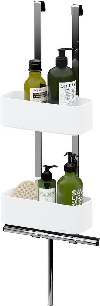 Tiger 2 étages - support de douche suspendu 25 cm - sans perçage - blanc