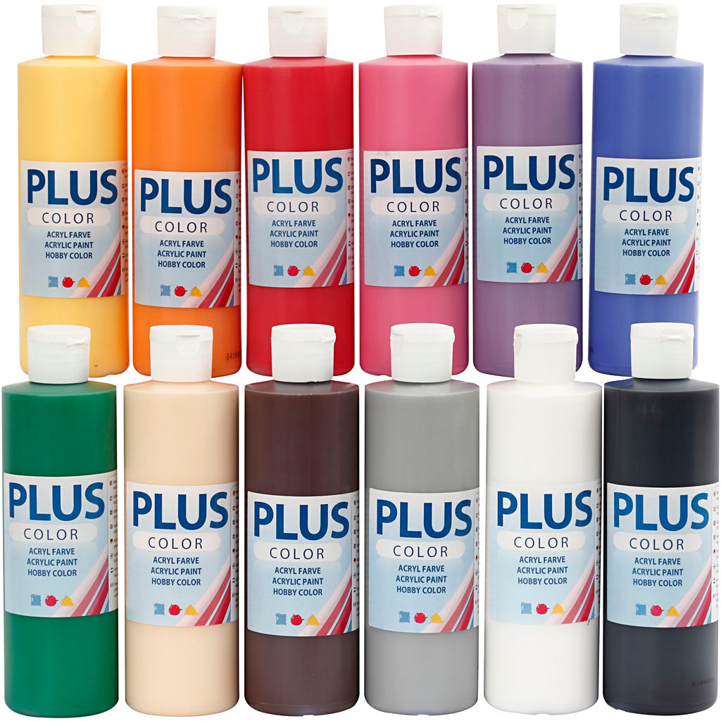Peinture acrylique Plus Color, couleurs standards, 12x250 ml 1 boîte