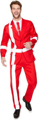 Partychimp Costumes de carnaval costume de déguisement danois vêtements de carnaval du Danemark carnaval pour hommes - polyester - rouge blanc - taille l - veste 4 pièces chemise cousue pantalon à cravate