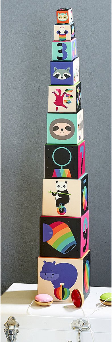 Vilac cubes à empiler jouets éducatifs en carton arc-en-ciel andy westface.