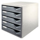 Commode Leitz 5280 89 5 tiroirs 28,5 x 35,5 x 39 cm gris gris