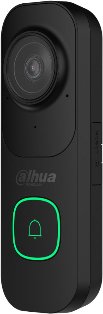 Sonnette WiFi intelligente Dahua avec caméra noire, sans frais d'abonnement