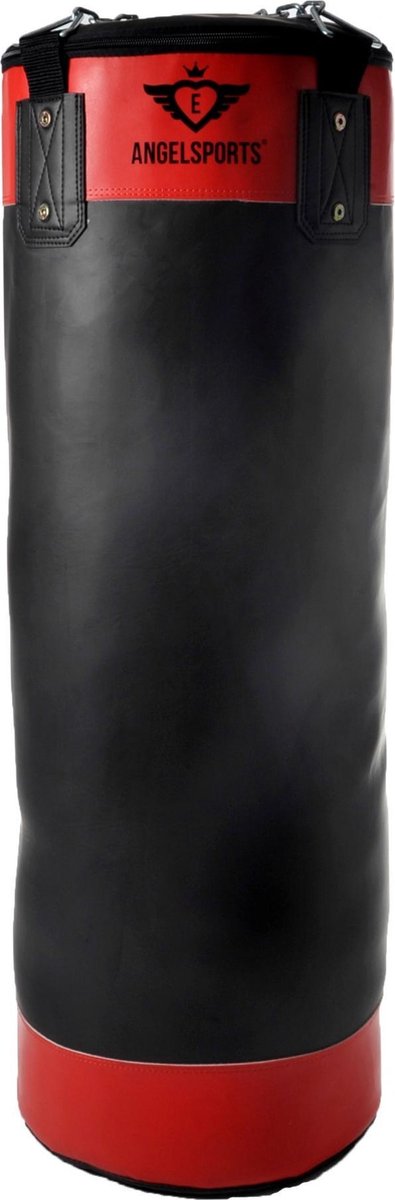 Sac de boxe Longfield 20 kg cuir PVC rouge noir - sac de boxe pour enfants - avec chaîne de suspension - sac de boxe d'entraînement pour usage récréatif - 80 cm - coeur d'ange