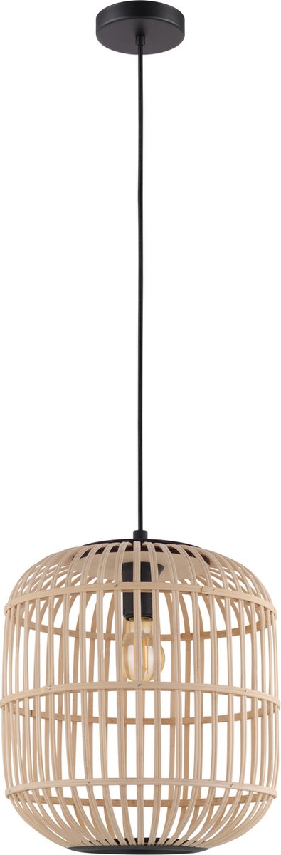 Lampe à suspension Eglo Bordesley - e27 - ø 35 cm - bambou, rotin - noir, marron