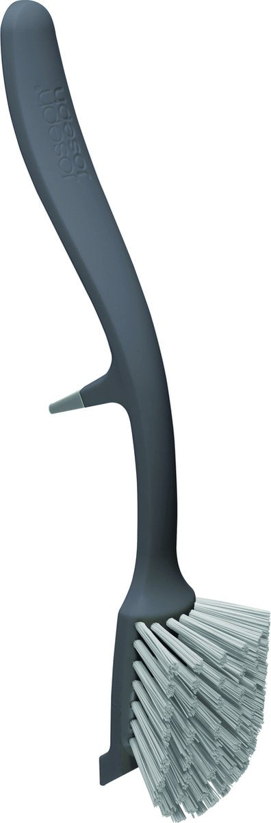 Joseph Joseph Edge Brosse à vaisselle – avec support d'évier antidérapant – Tête de brosse anti-rayures pour grattoir – Passe au lave-vaisselle – Gris