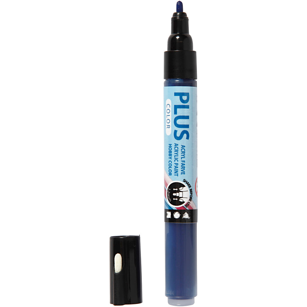 Marqueur de couleur Plus, l : 14,5 cm, largeur de trait 1-2 mm, bleu marine, 5,5 ml, 1 pièce