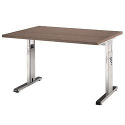 Bureau droit réglable en hauteur avec pied en C noyer 1200x800x680-760mm