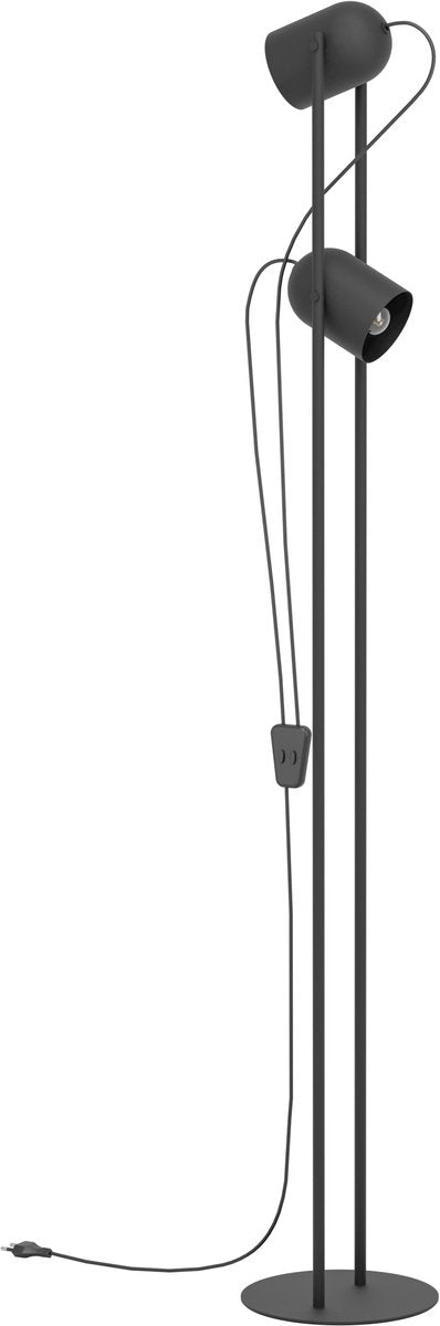 Lampadaire Eglo Tilston - lampe de lecture - e14 - 142,5 cm - noir - inclinable