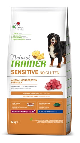 Entraîneur naturel adulte moyen moyen maxi sensible gluten d'agneau sensible-sans