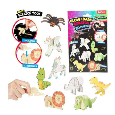 Toi-toys toi Toys puzzle 3D en aluminium à gratter avec lueur animale