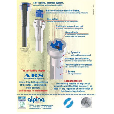 Alpina Spaak Nipple avec tête ronde 14g 15,0 mm 4 FG 2,3 ABS en laiton (144 pièces)