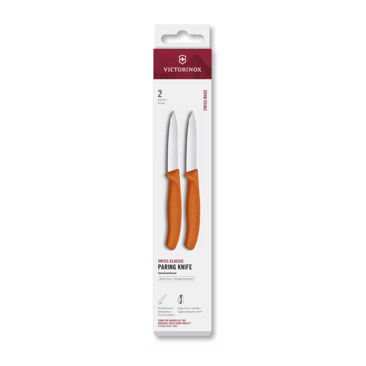 Victorinox couteau à éplucher 2 pcs orange pointu 8cm
