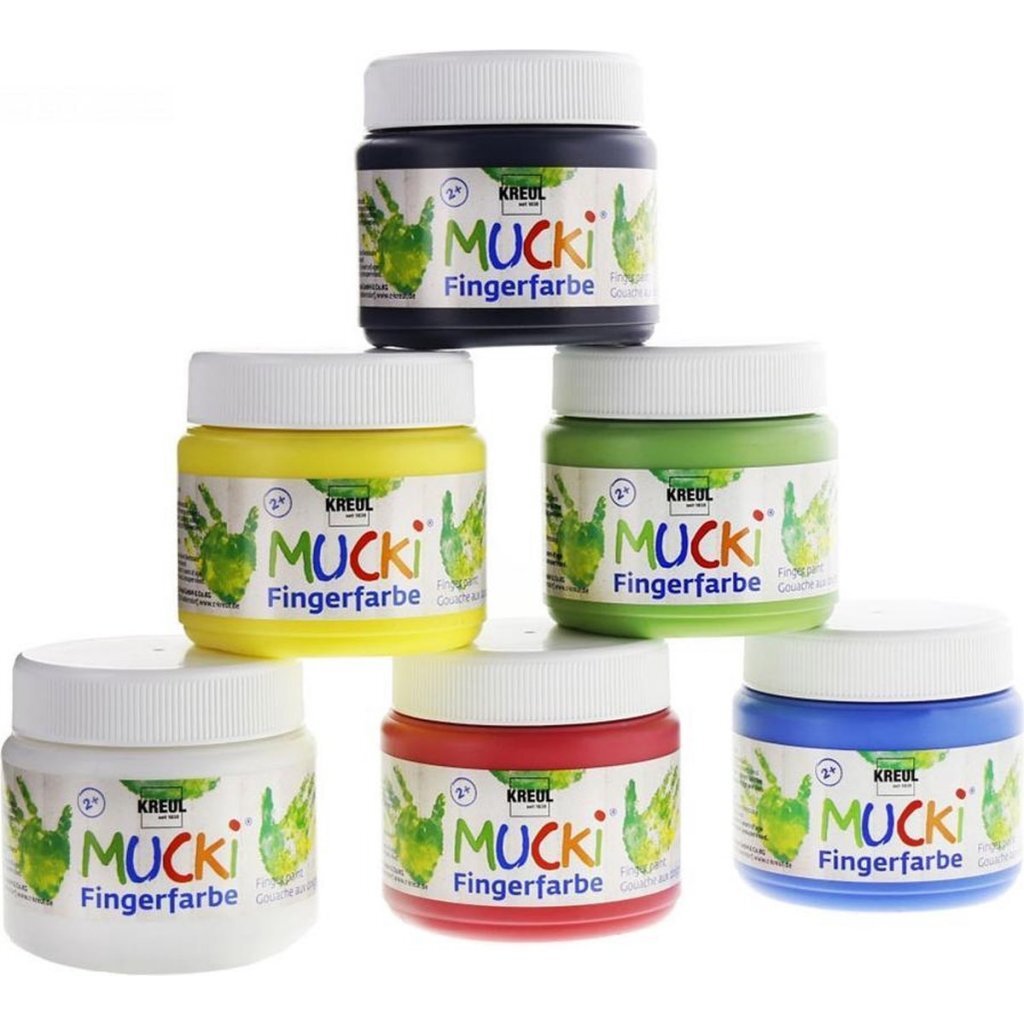 Peinture de doigt Kreul Mucki, différentes couleurs, 6x150 ml 1 boîte