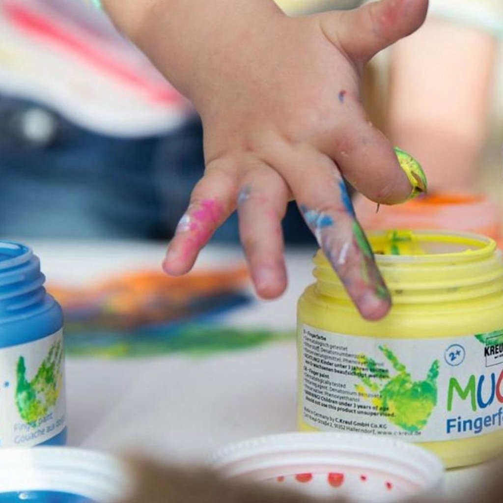 Peinture de doigt Kreul Mucki, différentes couleurs, 6x150 ml 1 boîte