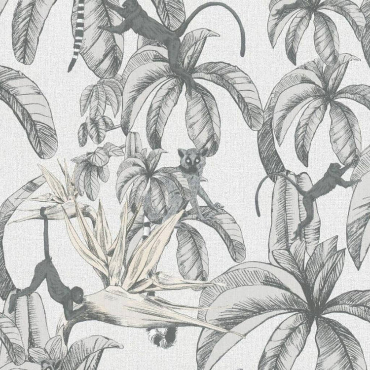 NOORDWAND NOORDWAND Fond d'écran Topchic Sinke Feuilles grises et noires
