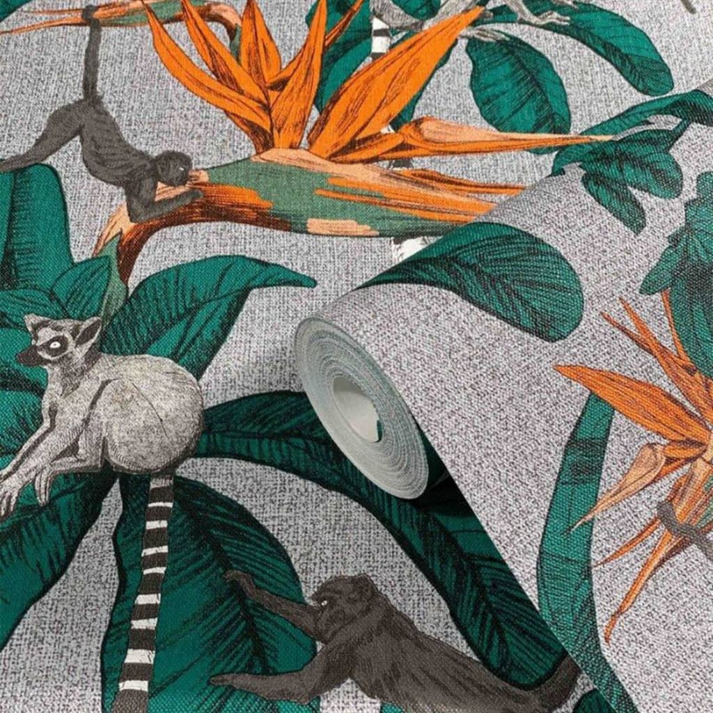 NOORDWAND NOORDWAND Fond d'écran Topchic Sinke Feuilles vertes et gris