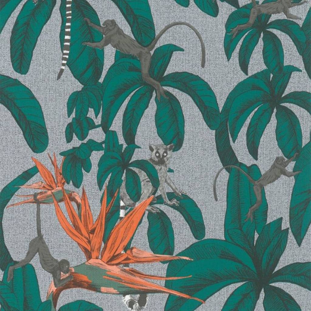 NOORDWAND NOORDWAND Fond d'écran Topchic Sinke Feuilles vertes et gris