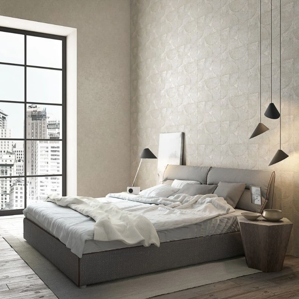 North Wall Notorwand Fond d'écran vintage de luxe cercle graphique gris et beige