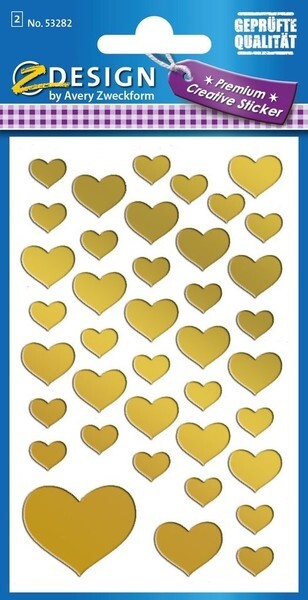 Avery Avery AV-53282 Étiquette de papier d'aluminium Package de conception Z a 2 feuille de coeurs d'or