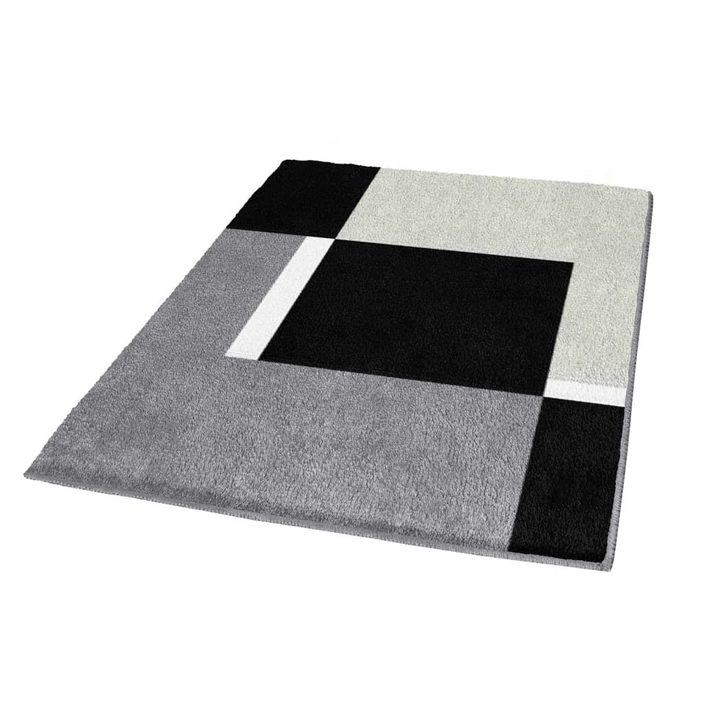 Kleine Wolke Kleine Wolke Tapis de bain Dakota Platinum 55x65 cm gris et noir