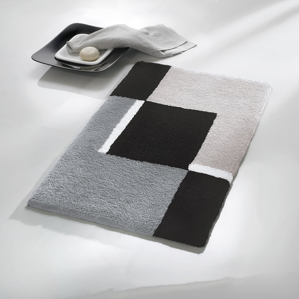Kleine Wolke Kleine Wolke Tapis de bain Dakota Platinum 55x65 cm gris et noir