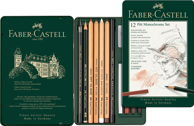 Faber Castell Faber Castell FC-11975 Pitt Monochrome Set Faber-Castell 12 pièces Medium