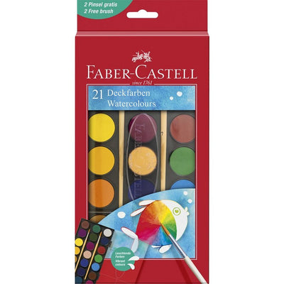 Faber Castell Faber Castell FC-125027 Boîte à aquarelle 21 couleurs + 2 pinceaux