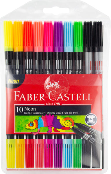 Faber Castell Faber Castell FC-151109 Pens en feutre duo Couleurs de néon dans la poche 10 pièces