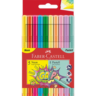 Faber castell fc-155312 grip feutres néon et pastel 10 pièces