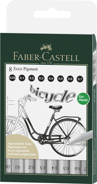 Faber Castell Faber Castell FC-166008 Drawing Pen FC Ecco Pigment 8st. Largeurs de ligne 0,05 0,7 mm