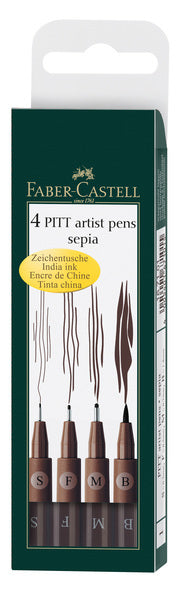 Faber Castell Faber Castell FC-167101 Marker de signe Faber-Castell Pitt Artist Pen 4-pièces ENDUM Donker Sepia