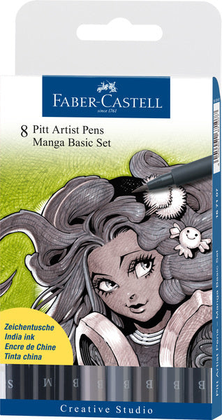 Faber Castell FC-167107 stylo à dessin Faber-Castell Pitt Artist Pen Manga trousse à crayons 8 pièces basic