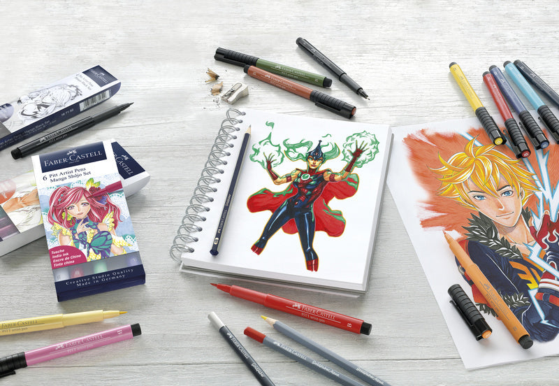 Faber Castell Faber Castell FC-167155 Marker de signe Faber-Castell Pitt Artist Pen Manga 6 pièces ENUI SHOJO