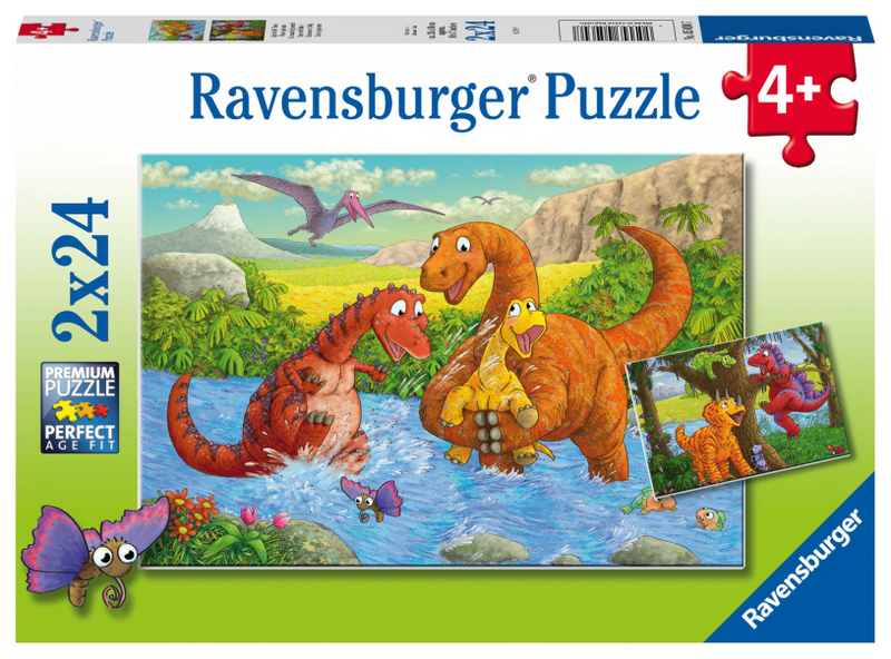 Ravensburger Puzzle Jigsaw jouant des dinos, 2x24st.