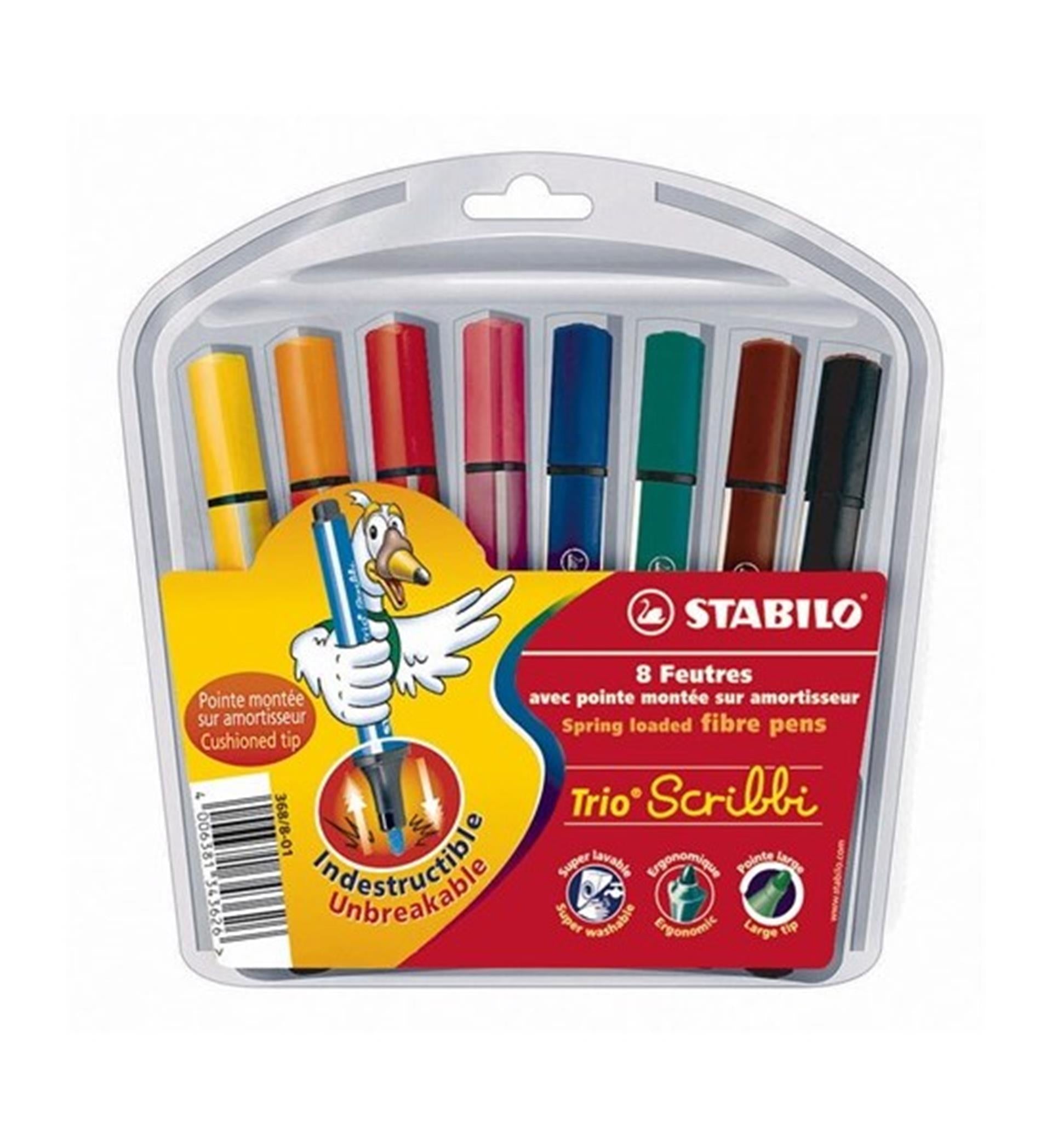 Stabilo trio Scribbi Felt -Tip stylos, 8e.